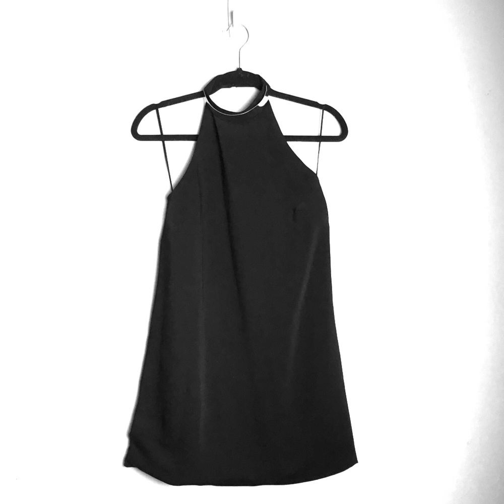Gorgeous black mini dress with gold neck cuff